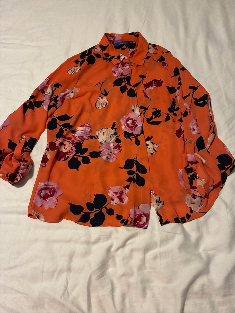 Apt. 9 Orange Floral Button-Down Shirt